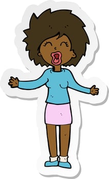 sticker of a cartoon loud woman vector
