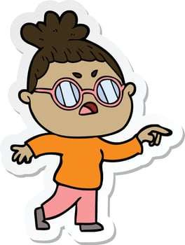 sticker of a cartoon annoyed woman vector
