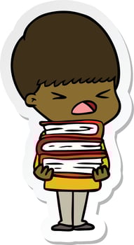 sticker of a cartoon stressed man vector