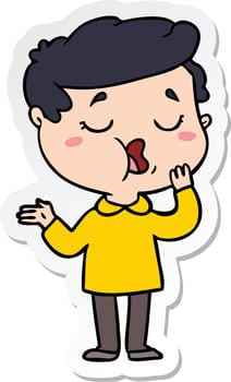 sticker of a cartoon man talking vector