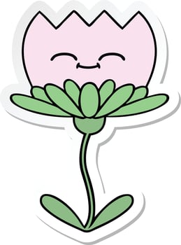sticker of a cute cartoon flower vector