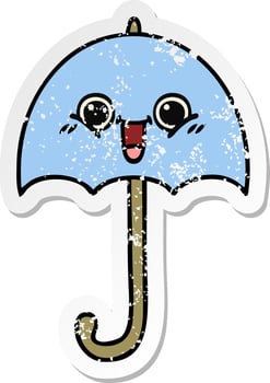 distressed sticker of a cute cartoon umbrella vector