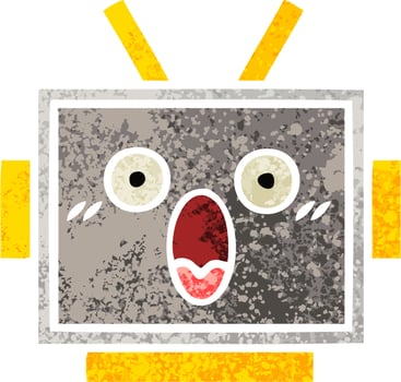 retro illustration style cartoon robot head vector