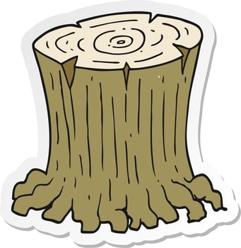sticker of a cartoon big tree stump vector