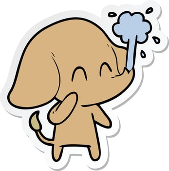 sticker of a cute cartoon elephant spouting water vector