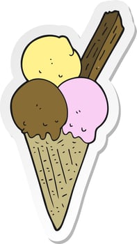 sticker of a cartoon ice cream cone vector