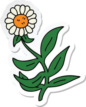 sticker of a quirky hand drawn cartoon daisy flower vector