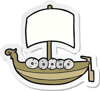 sticker of a cartoon viking boat vector