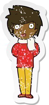 retro distressed sticker of a cartoon friendly man vector