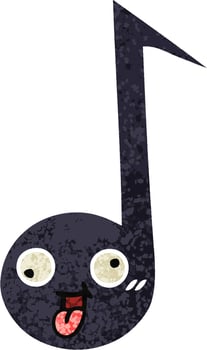 retro illustration style cartoon musical note vector