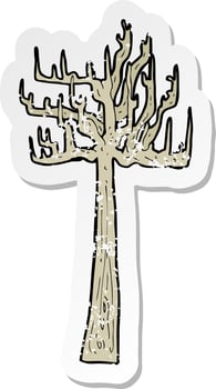 retro distressed sticker of a old bare tree cartoon vector