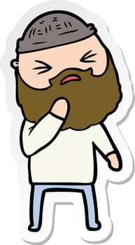 sticker of a cartoon man with beard vector