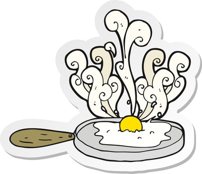 sticker of a frying cartoon egg vector