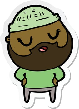 sticker of a cute cartoon man with beard vector
