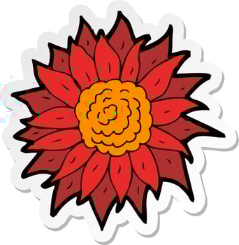 sticker of a cartoon flower vector