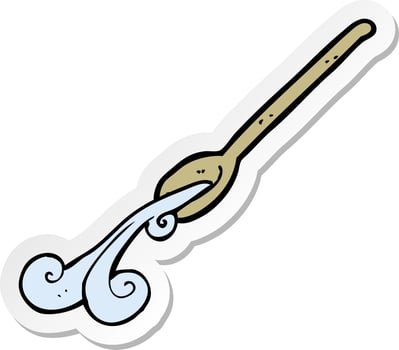 sticker of a cartoon wooden spoon vector