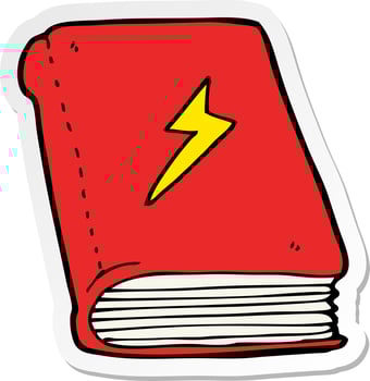 sticker of a cartoon magic spell book vector