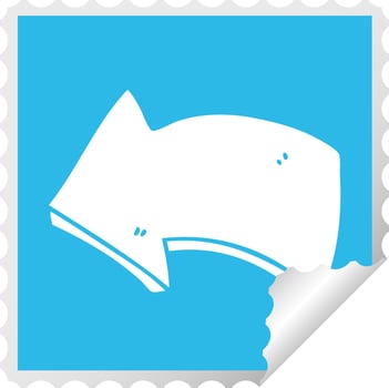 quirky square peeling sticker cartoon arrow vector
