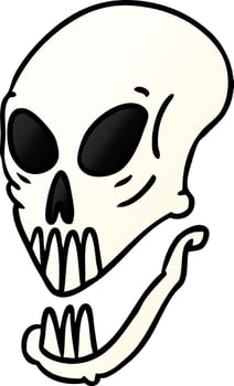 gradient cartoon doodle of a skull head vector