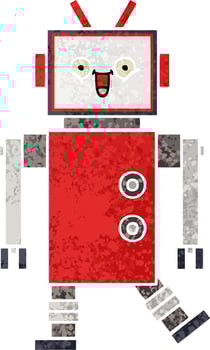 retro illustration style cartoon robot vector
