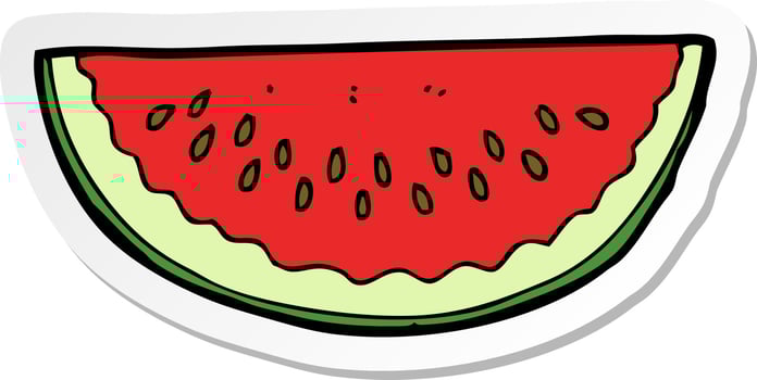 sticker of a cartoon watermelon slice vector