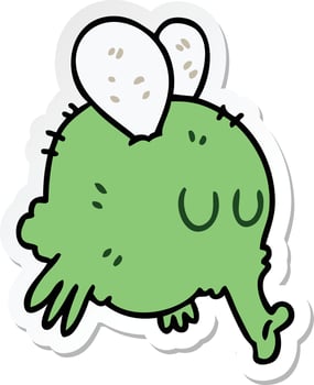 sticker of a quirky hand drawn cartoon fly vector