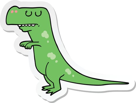 sticker of a cartoon dinosaur vector