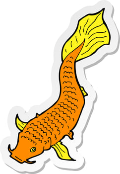 sticker of a cartoon fish vector