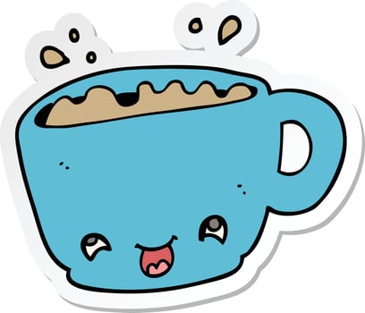 sticker of a cartoon cup of coffee vector