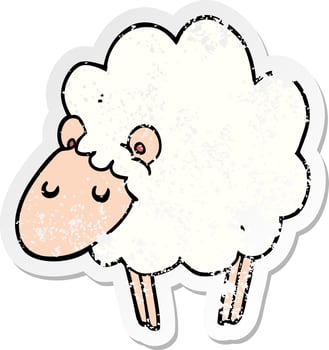 distressed sticker of a cartoon sheep vector