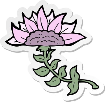 sticker of a cartoon flower vector