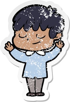 distressed sticker of a cartoon happy boy vector
