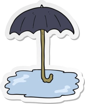 sticker of a cartoon wet umbrella vector