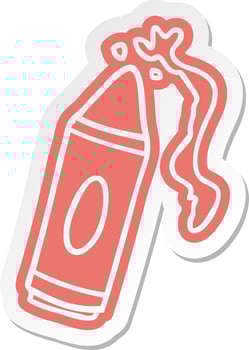 cartoon sticker of a pink crayon vector