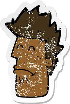 retro distressed sticker of a cartoon man feeling sick vector
