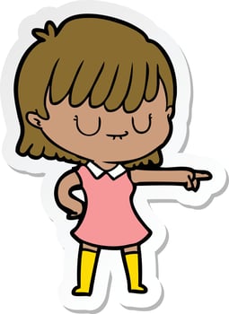 sticker of a cartoon woman vector