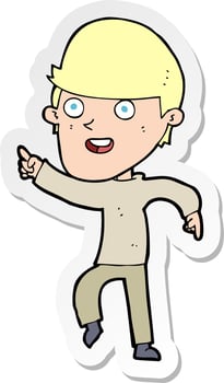 sticker of a cartoon happy man vector
