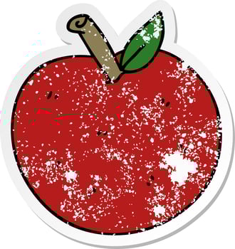 distressed sticker of a quirky hand drawn cartoon apple vector