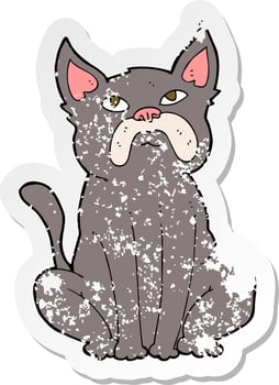 retro distressed sticker of a cartoon grumpy little dog vector