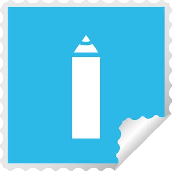 square peeling sticker cartoon blue pencil vector
