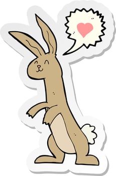 sticker of a cartoon rabbit in love vector