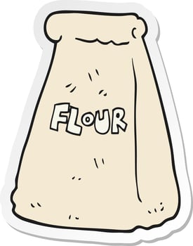 sticker of a cartoon bag of flour vector
