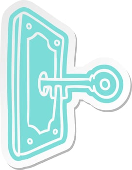 cartoon sticker of a door handle vector