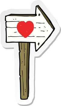 sticker of a cartoon love heart sign post vector