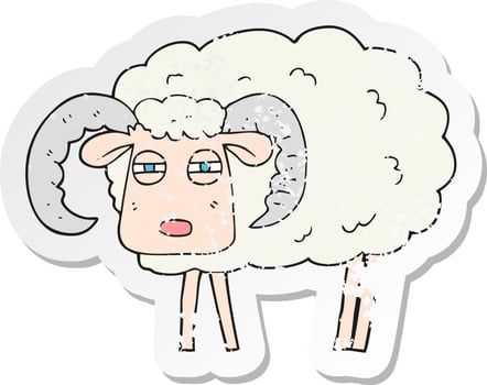 retro distressed sticker of a cartoon ram vector