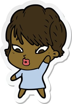 sticker of a cartoon woman vector