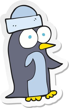 sticker of a cartoon penguin vector