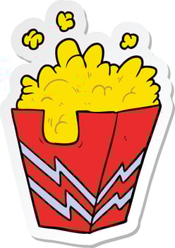 sticker of a cartoon box of popcorn vector