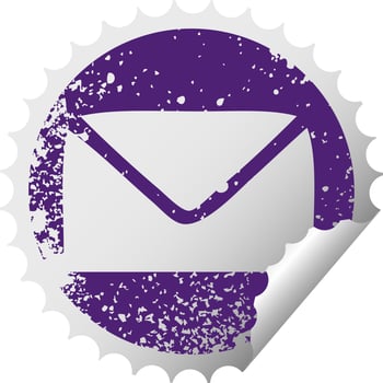 distressed circular peeling sticker symbol paper envelope vector