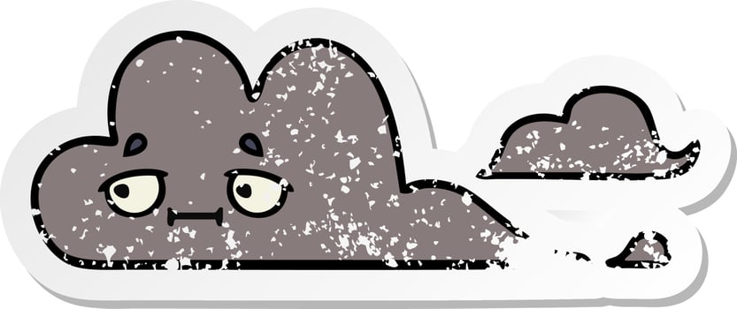 distressed sticker of a cute cartoon storm cloud vector